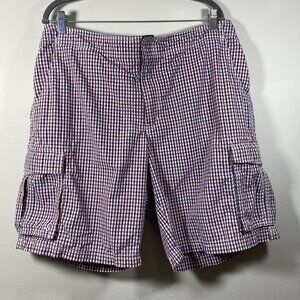 LL Bean Men’s Swim Trunks Board Shorts Size 38W Vintage Y2K Plaid Mesh Lined